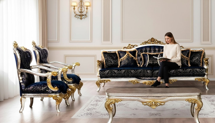 Groupe Ensemble Ensemble de canapés 3+1+1 places 3pcs. Meubles Canapés Fauteuil Siège de luxe Baroque