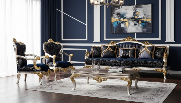 Groupe Ensemble Ensemble de canapés 3+1+1 places 3pcs. Meubles Canapés Fauteuil Siège de luxe Baroque