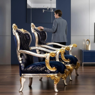 Fauteuil à oreilles Design Canapé Rembourrage Canapé Baroque Style Siège 1 Place Textile