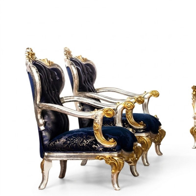Fauteuil à oreilles Design Canapé Rembourrage Canapé Baroque Style Siège 1 Place Textile