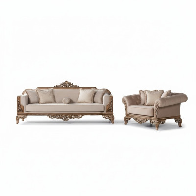 Ensemble de canapé 3+3 places Chesterfield Fauteuil Fauteuil Ensemble de tissu de luxe 2 pièces