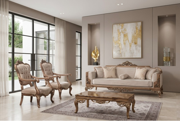 Suite canapé fauteuil canapé ensemble 3+1+1 places Groupe de luxe Baroque Rococo Meubles