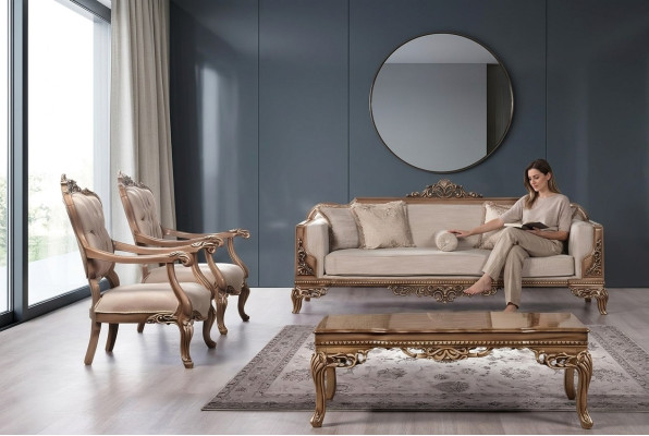 Fauteuil à ailes Canapé de luxe Salon baroque Relaxation Design Rembourrage Neuf