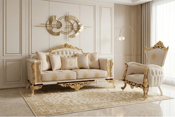 Ensemble de canapés 3+1 places de luxe Ensemble de canapés fauteuil Canapés Relax Design Baroque