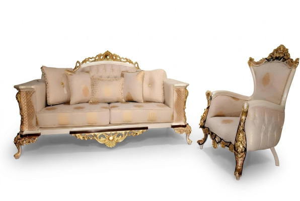 Ensemble de canapés 3+1 places de luxe Ensemble de canapés fauteuil Canapés Relax Design Baroque