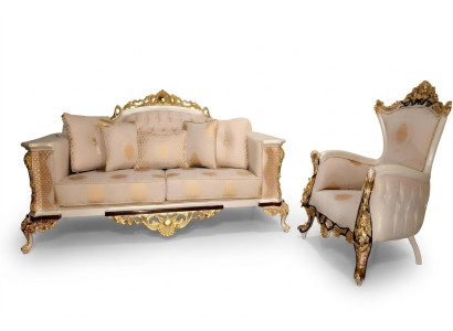 Ensemble de canapés 3+1 places de luxe Ensemble de canapés fauteuil Canapés Relax Design Baroque