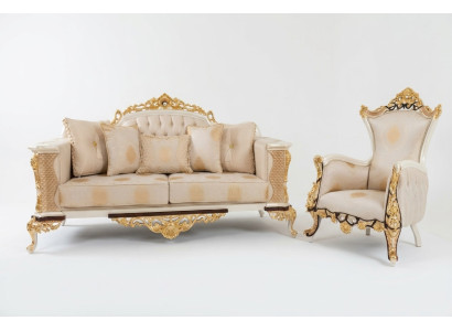 Canapé trois places Canapé classique trois places Canapés Canapé Tissu Style baroque Mobilier neuf.