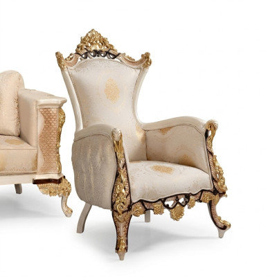 Fauteuil à ailes Fauteuil 1 place Design de luxe Tapisserie Canapé Textile Baroque Relaxation Tissu