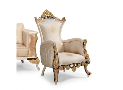 Fauteuil à ailes Fauteuil 1 place Design de luxe Tapisserie Canapé Textile Baroque Relaxation Tissu