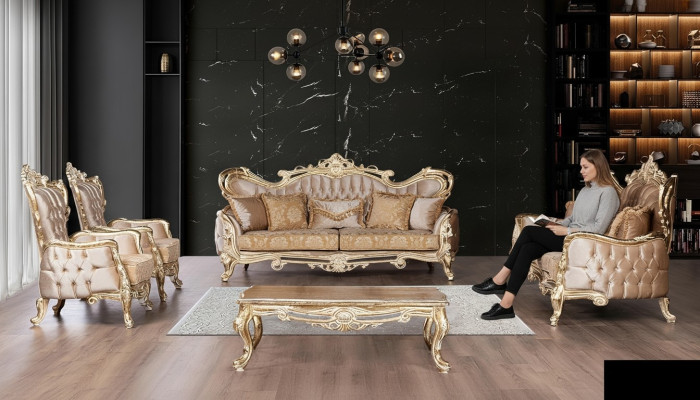 Ensemble de canapé 3+3+1+1 Table basse Canapé Fauteuil Canapés Relax ensemble de luxe 5 pièces