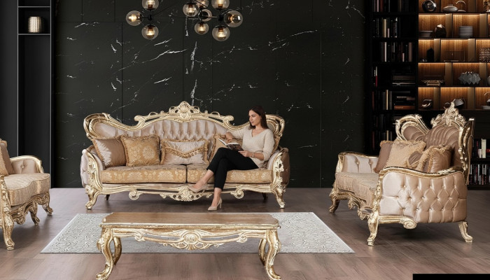 Ensemble de canapés 3+3 places Fauteuil Canapés Relax de luxe Ensemble de salon Baroque 2 pièces
