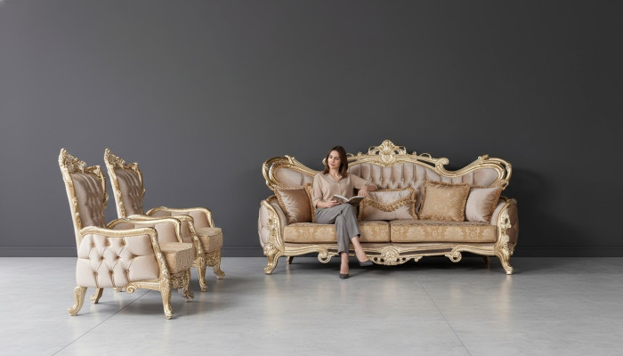 Ensemble de canapé de luxe Suite Set 3+1+1 Canapé Fauteuil Canapés Relax Salon