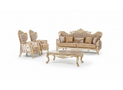 Ensemble de canapé de luxe Suite Set 3+1+1 Canapé Fauteuil Canapés Relax Salon