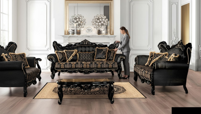 Ensemble de canapé 3 + 3 places Canapé Fauteuil Canapés Ensemble de suite de luxe en tissu polyester neuf