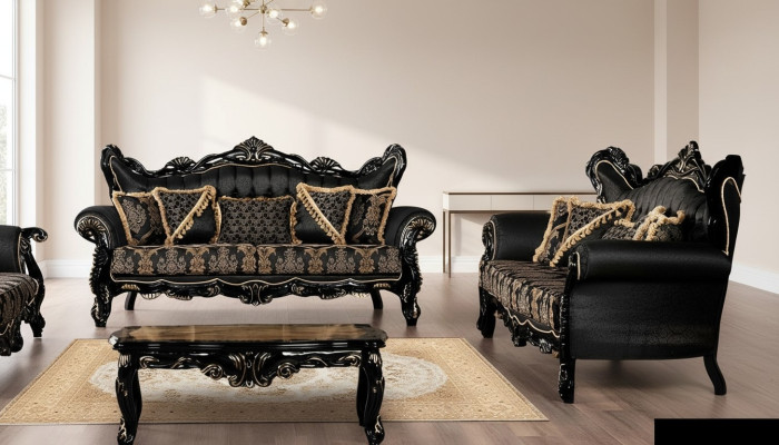 Ensemble de canapé 3 + 3 places Canapé Fauteuil Canapés Ensemble de suite de luxe en tissu polyester neuf