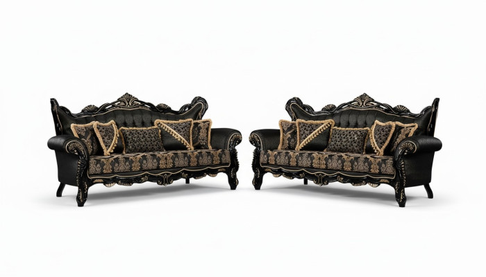 Ensemble de canapé 3 + 3 places Canapé Fauteuil Canapés Ensemble de suite de luxe en tissu polyester neuf
