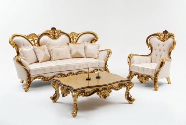 Ensemble de canapé 3+1 place Table basse Groupe de canapé Fauteuil Canapés Tissu Suite