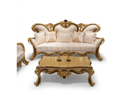 Canapé trois places de luxe Canapé 3 places Canapés Fauteuil Tissu Style Baroque Rococo 240cm