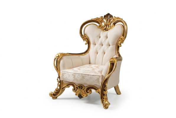 Chaise luxueuse de style classique en ailes de r en blanc et or de design baroque.