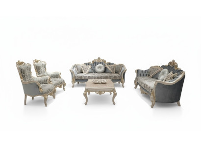 Ensemble de canapés 3+3+1+1 Table basse Canapé de luxe Fauteuil Canapés Ensemble en tissu 5 pièces