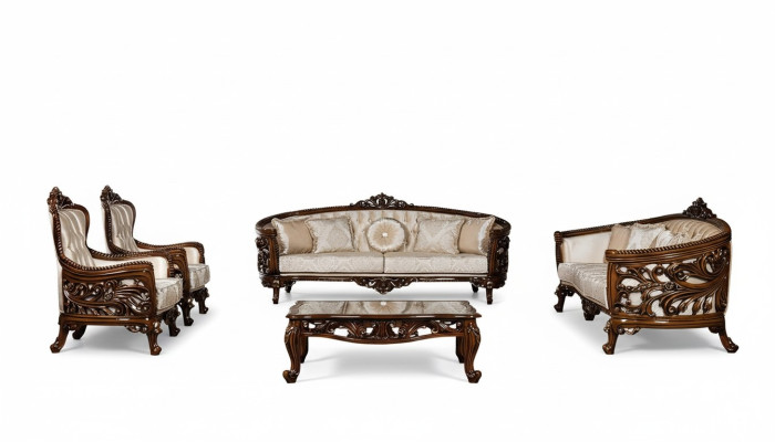 Ensemble de canapés 3+3+1+1 Table basse Groupe Canapé Fauteuil Canapés Ensemble de tissu 5 pièces