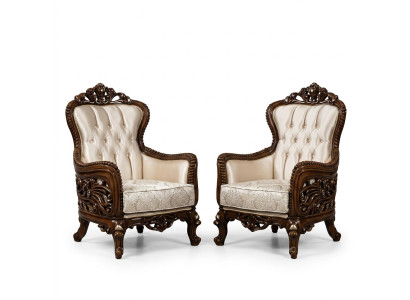 Fauteuil à oreilles en tissu de luxe, design de siège d'ameublement baroque, fauteuil de style textile mono place nouveau