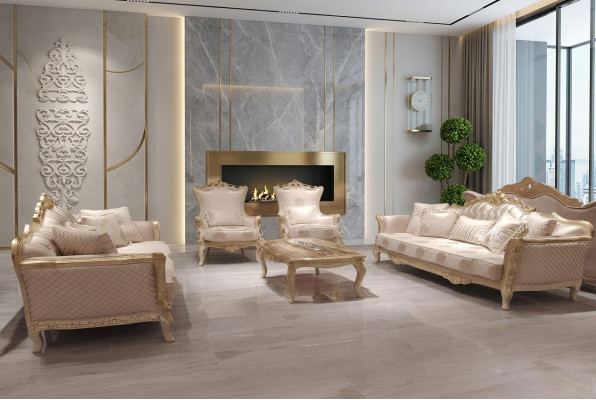 Ensemble de canapé luxueux 5 pièces avec 3+3+1 places et table basse