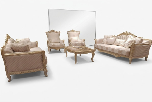 Ensemble de canapé luxueux 5 pièces avec 3+3+1 places et table basse
