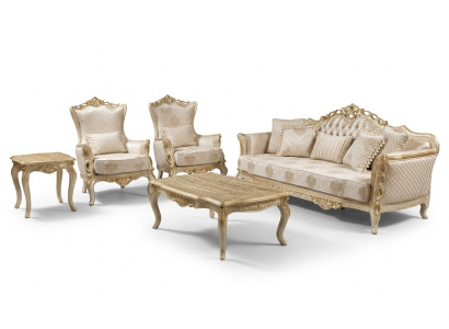 Ensemble de canapés 3+1+1 Table basse Canapé Fauteuil Canapé Suite Ensemble Style Or