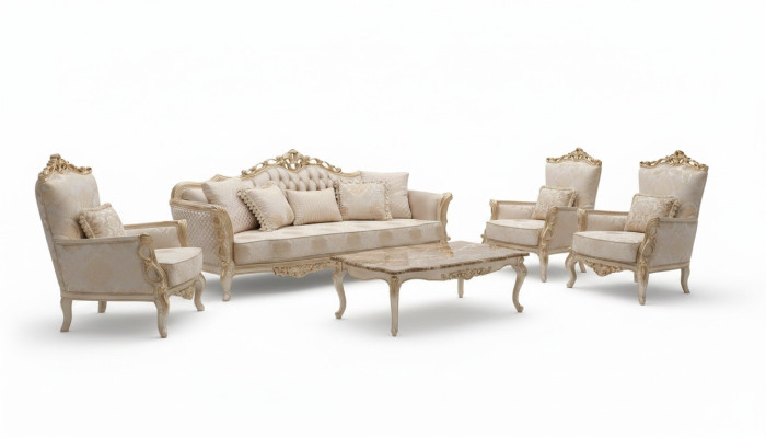 Canapé Fauteuil Canapés Ensemble de canapés 3+1+1 places Suite Luxe Baroque Salon neuf