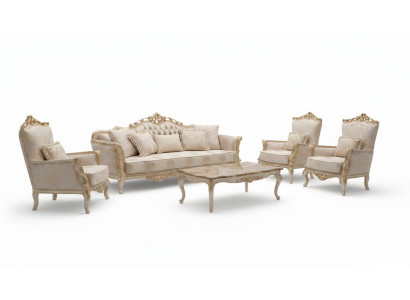 Canapé Fauteuil Canapés Ensemble de canapés 3+1+1 places Suite Luxe Baroque Salon neuf