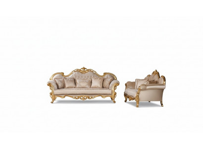 Ensemble de canapé triple, ensemble de canapés 3+3 places, canapé style baroque en tissu.