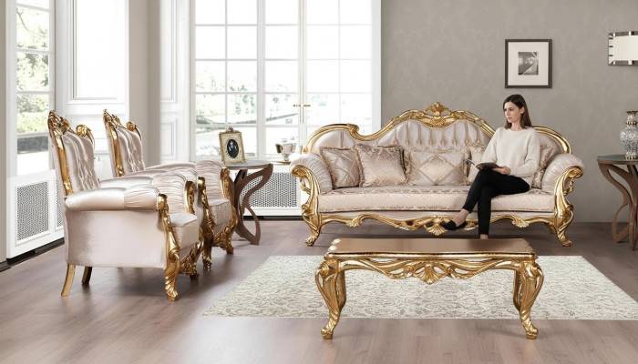 Suite Canapé 3+1+1 Table Basse Canapé Tissu de Luxe Fauteuil Canapés neufs
