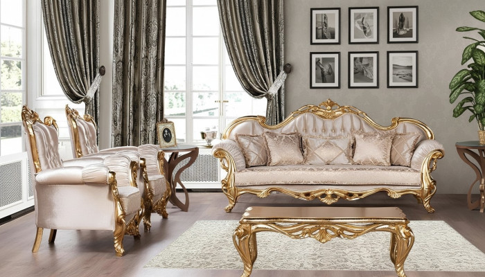 Suite Canapé 3+1+1 Table Basse Canapé Tissu de Luxe Fauteuil Canapés neufs