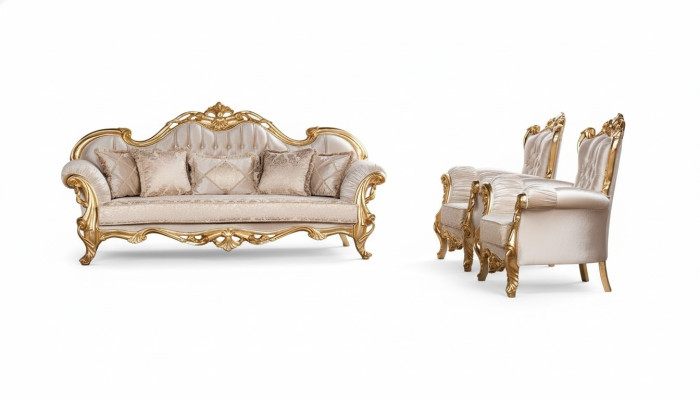 Ensemble de canapés 3+1+1 Fauteuil Canapés Siège Suite Groupe Tissu Baroque