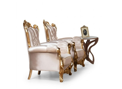 Fauteuil fauteuil à oreilles siège de luxe tissu 2 places design rembourrage textile mobilier baroque