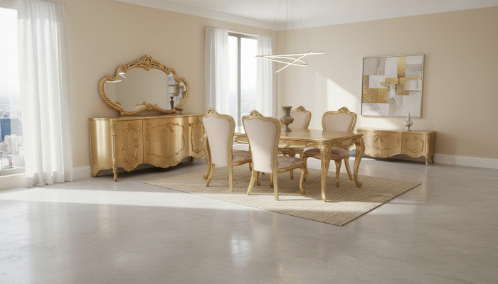 Suite de luxe composée de 9 pièces. Salle à manger Table à manger Chaise Commode Miroir Table à manger nouvelle