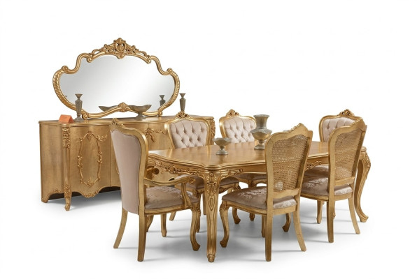 Suite de luxe composée de 9 pièces. Salle à manger Table à manger Chaise Commode Miroir Table à manger nouvelle