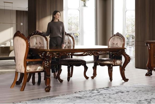 Table de salle à manger Table à manger Table à manger Salle à manger Bois Tables Baroque Salle à manger Mobilier de luxe neuf
