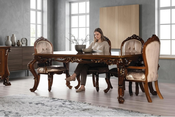 Salle à manger de luxe Table à manger Chaise Groupe Suite Ensemble Table en bois Tables 5 pièces. ensembles