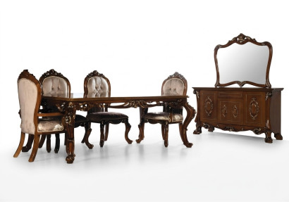 Chaise de salle à manger Chaise Meubles Bois Luxe Salle à manger Tissu Style Baroque Chaises