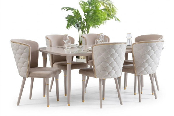 Ensemble de salle à manger Table 6x Chaises Groupe de sièges Ensemble de salle à manger Table Set 7 pièces. nouveau