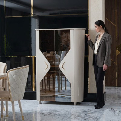 Vitrine Armoire Bois massif Buffet Vitrine Salle à manger Meubles en bois massif