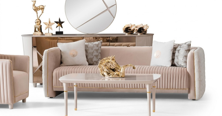 Canapé 3 places en tissu de luxe Siège de canapé Canapés Mobilier de salle Série 3 Design italien