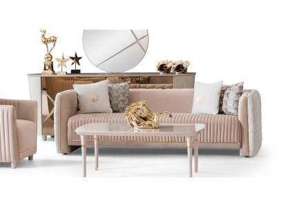 Canapé 3 places en tissu de luxe Siège de canapé Canapés Mobilier de salle Série 3 Design italien