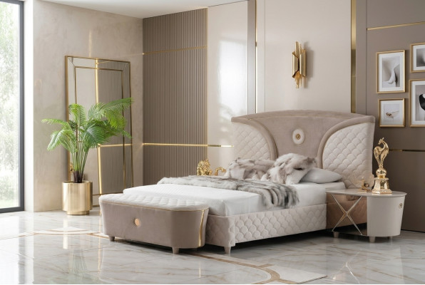 Lit Double Lits Cadre de lit moderne Lits Chambre Table de chevet nouvelle