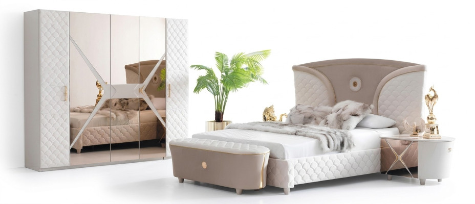 Lit Double Lits Cadre de lit moderne Lits Chambre Table de chevet nouvelle