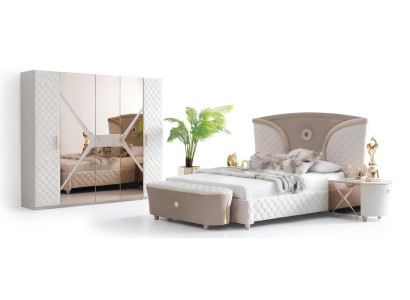 Lit Double Lits Cadre de lit moderne Lits Chambre Table de chevet nouvelle