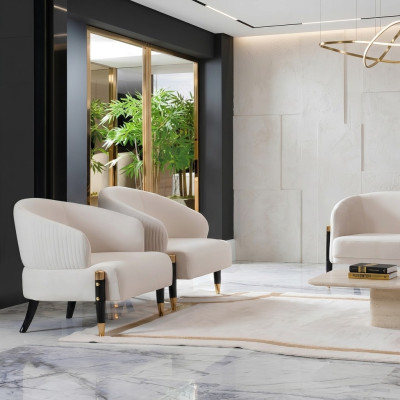 Rembourrage Moderne Fauteuil Design Gris Relaxant une Place Nouveau Salon de Luxe Chaise de l'Hôtel