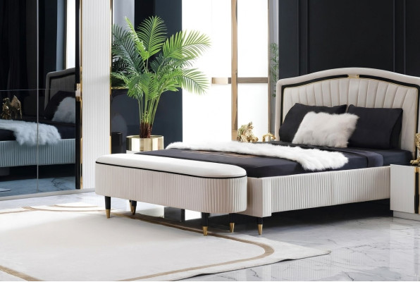 Tabouret Rembourrage Siège Design Textile Relax Luxe Repose-pieds Canapé Banc Siège Tissu